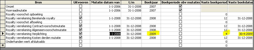 PAC Royalty werkinstructie Journaalposten 2 boekjaren